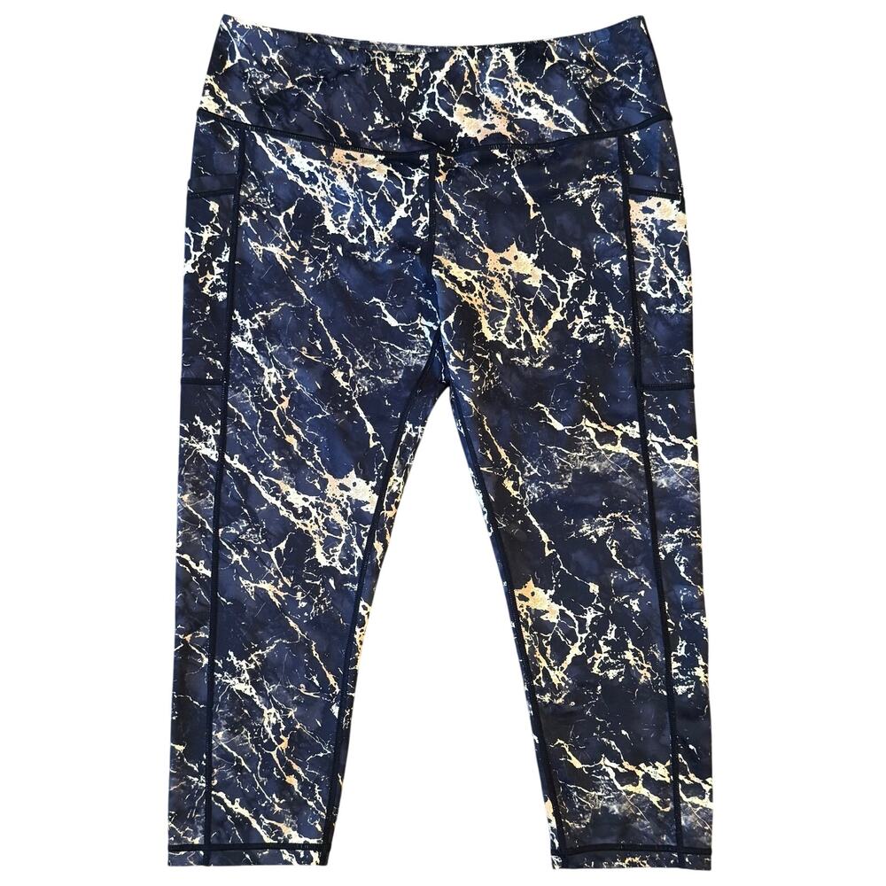 CVG Capri Leggings Black Gold Marble Constantly Varied Gear CrossFit Women XL